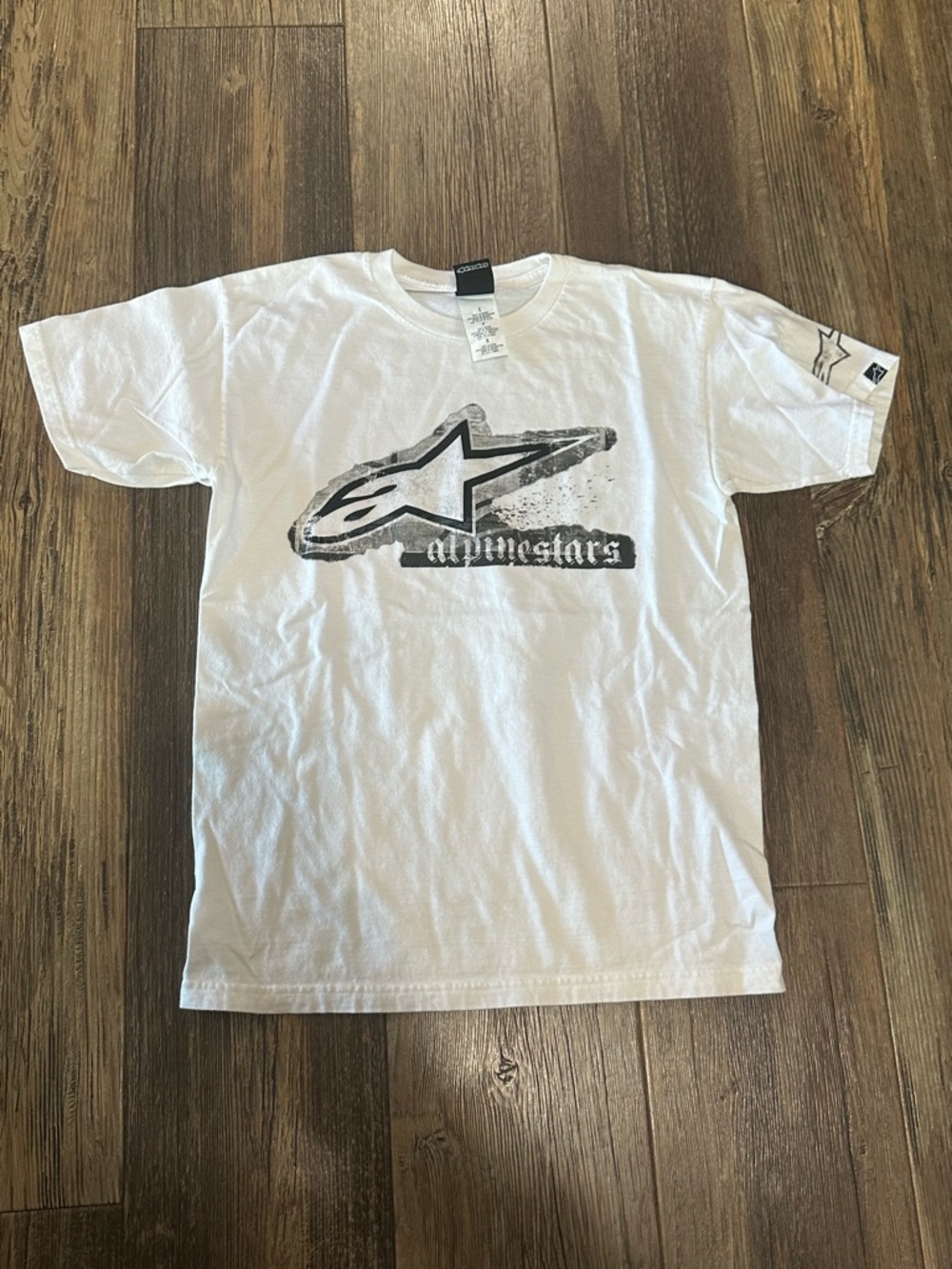 Alpinestars white black Y2K t-shirt men’s S motorcycle racing